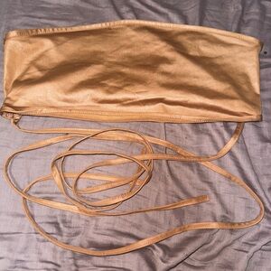 Brown  crop Top with Ties